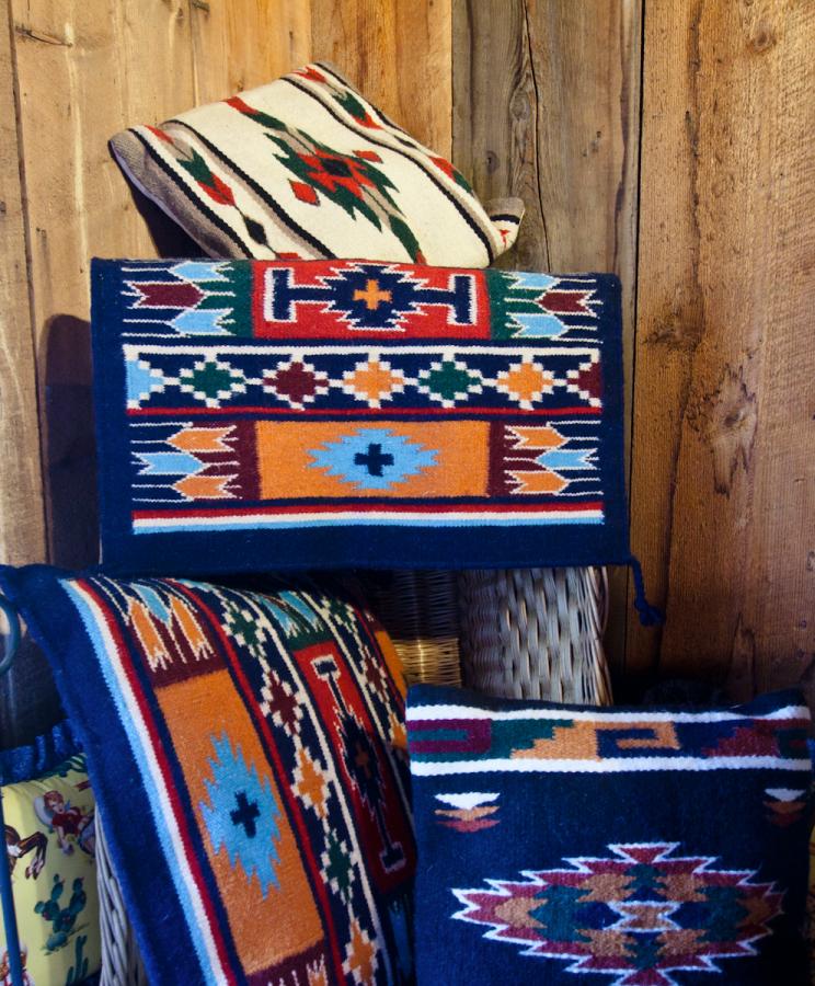 P1010803.jpg - Local native-made blankets and pillows on sale.