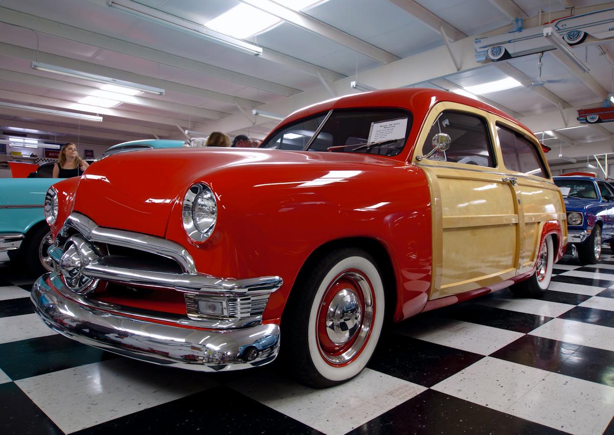 P1010255.jpg - 1949 Ford woody with 1950's style mild customizing and Edelbrock equipped flathead motor.