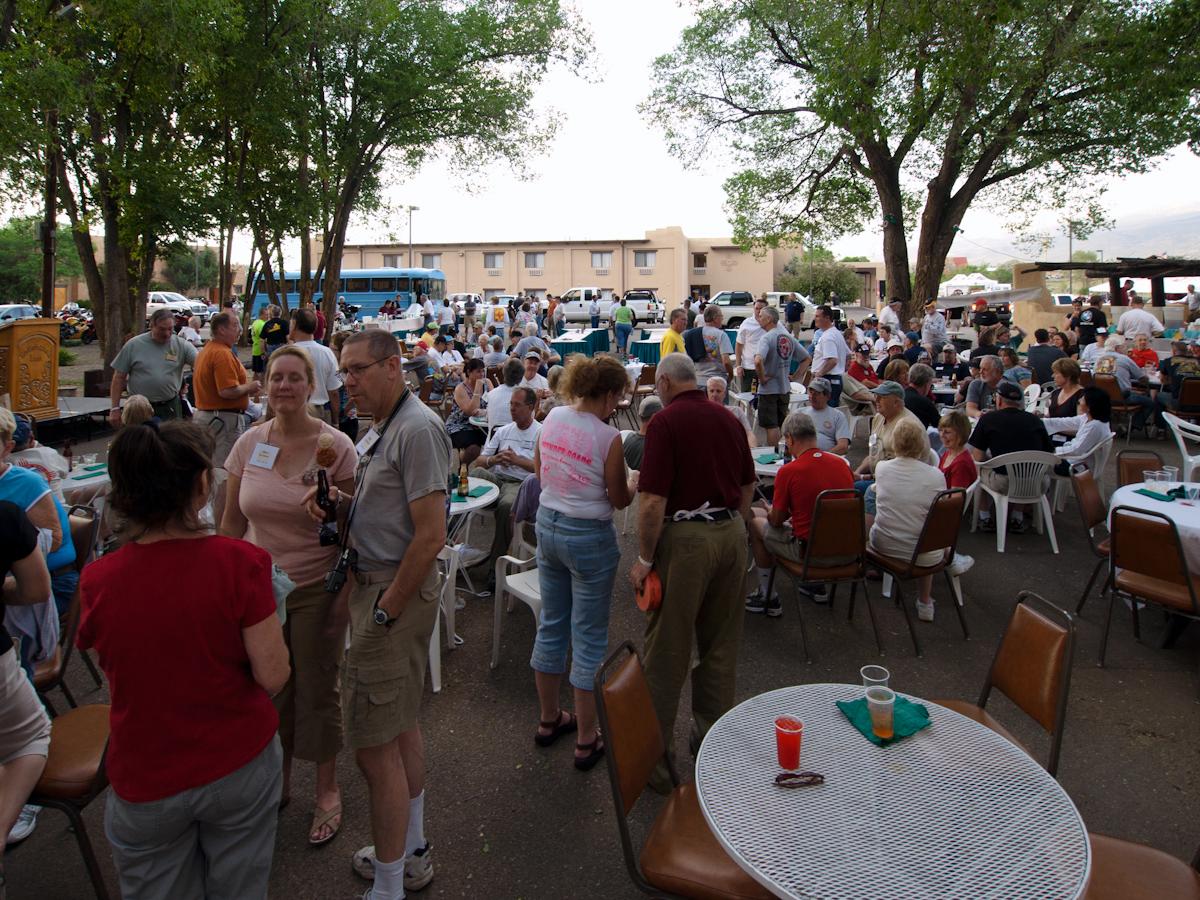 P1010290.jpg - The rally opened with a very nice heavy appetizer welcome party on the Sagebrush Inn's patio.