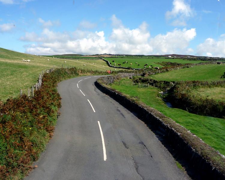 P1010709.JPG - Interior roads twist through hills and farms.