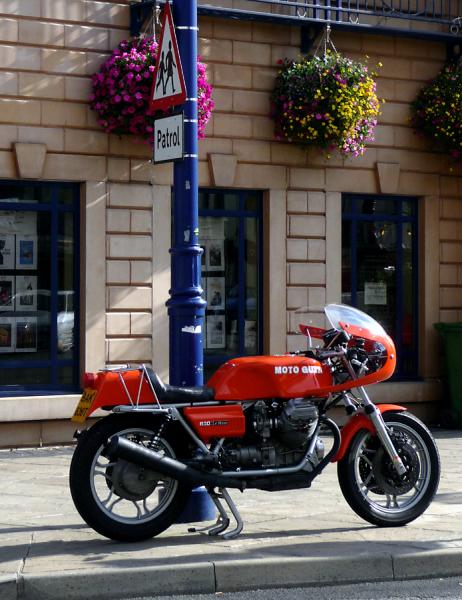 P1010852.JPG - A pretty Moto Guzzi parked up near the chips shop.