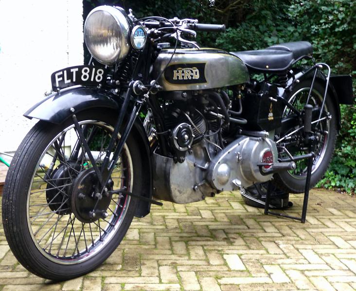 P1020137.JPG - HRD, predecessor to the Vincent, parked at the A.R.E Classic Bike Collection.