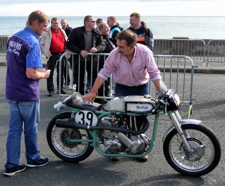 P1020324.JPG - Early Norton gets it tech inspection sticker at the sprints.