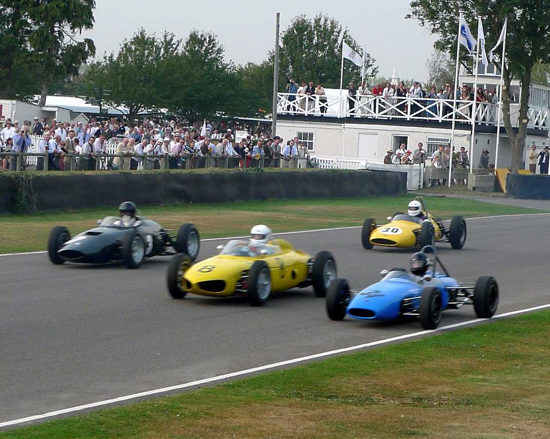 L1010817.JPG - The yellow #8 is a perfectly replicated Ferrari 156 "sharknose" Formula One car, none of the originals remain. This was its first outing.